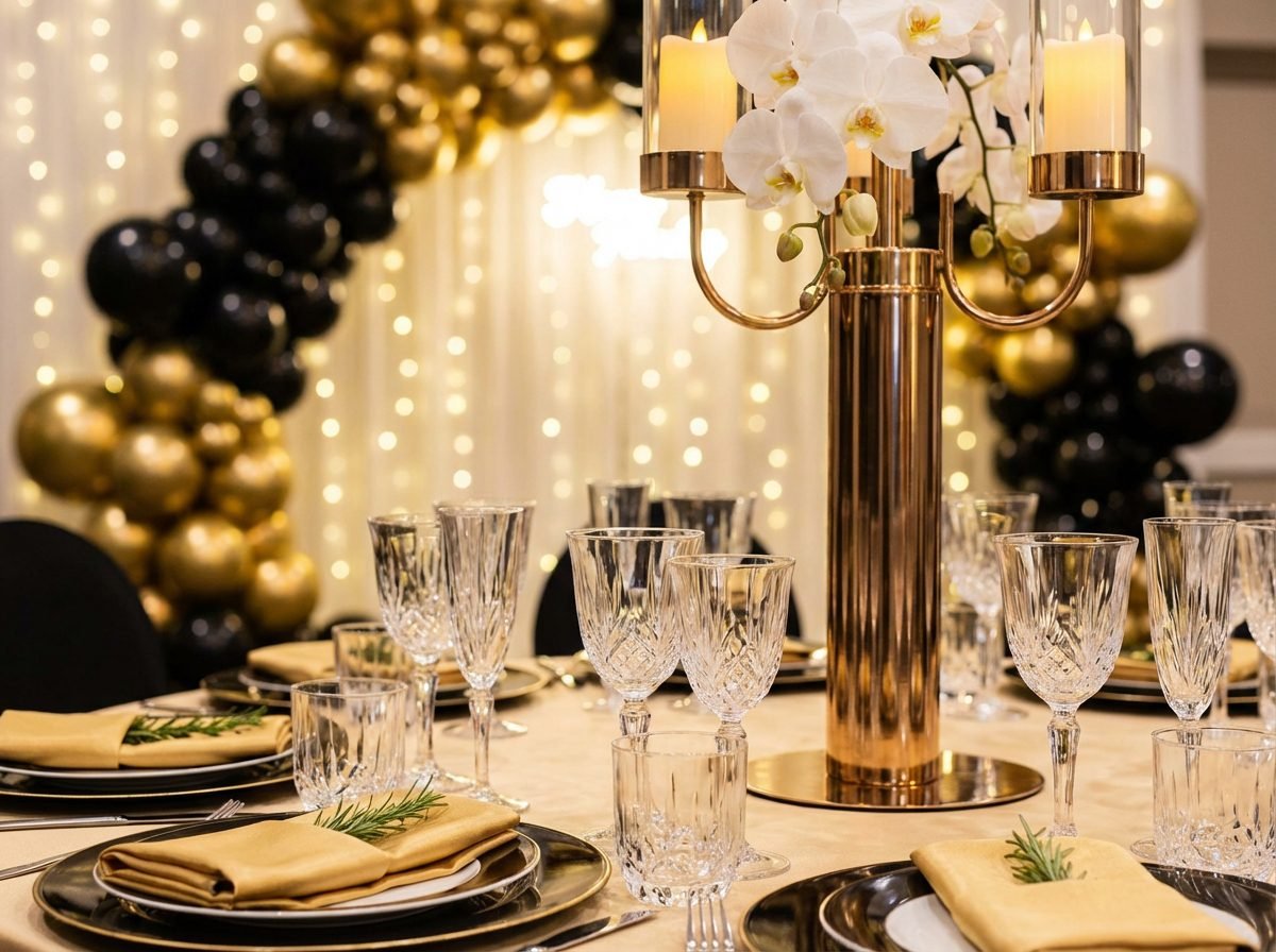 Luxury crystal glass on premium event table